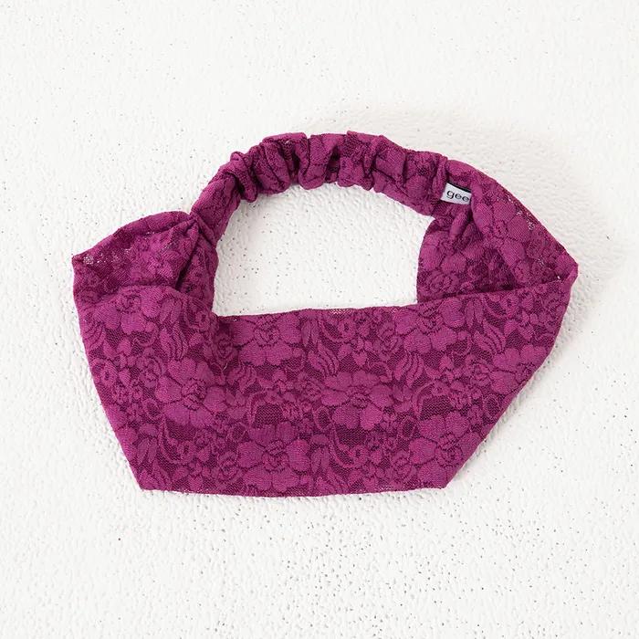 flower lace hair band - magenta