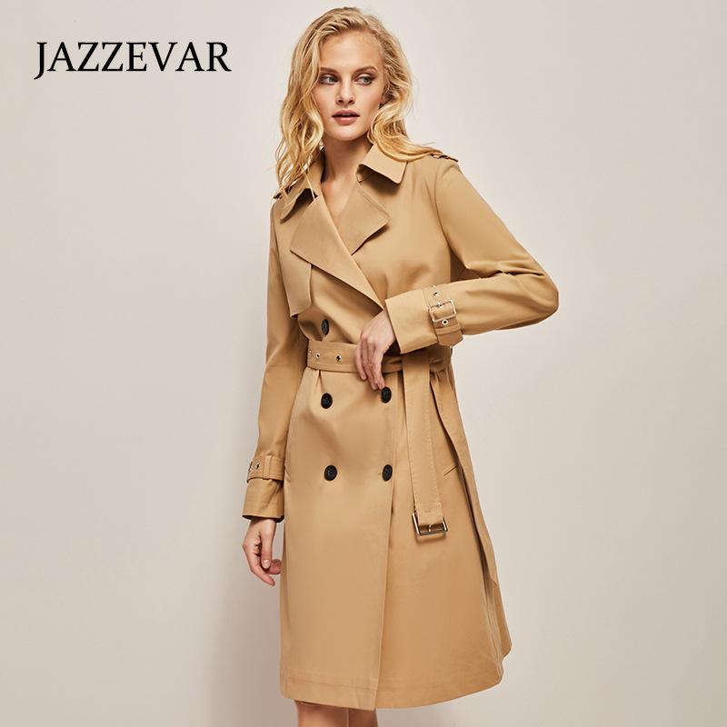 

Средней длины британский стиль высокого класса темперамент тонкий облегающий модный тренч для женщин XL хаки