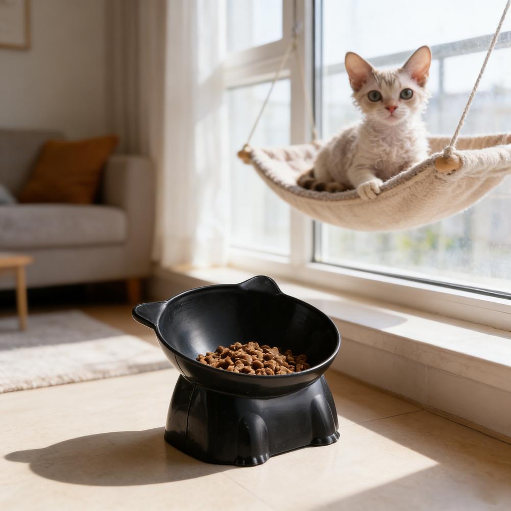 New Elevated Cat Bowls Stress Free Feeder and Waterer with Base Anti-Vomiting Tilted Raised Nonslip No Spill Dropship Pet Bowls