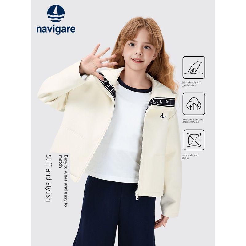 Navigare Italian Small Sailboat Kidsren's Jacket 2026 Spring and Autum New Style Girls' Hooded Casual Top