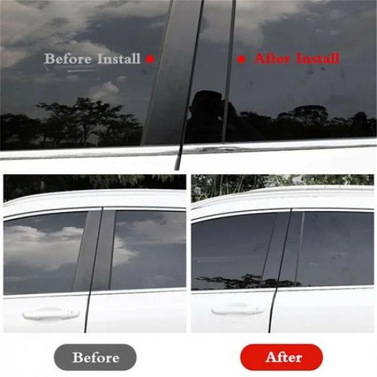 8Pcs Black Side Door Window Pillar Post Cover Trim Decal For Ford Flex 2009-