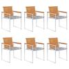 Garden Chairs Set of 6 with Cushions Solid Acacia Wood