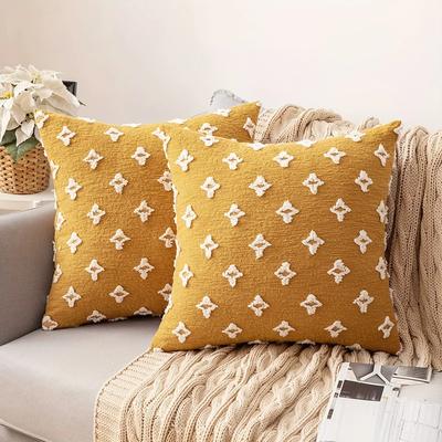 Capa de almofada de mostarda rômbica com almofada decorativa de estrela para sofá capa de almofada amarela 45*45 capa de almofada de algodão decoração para casa