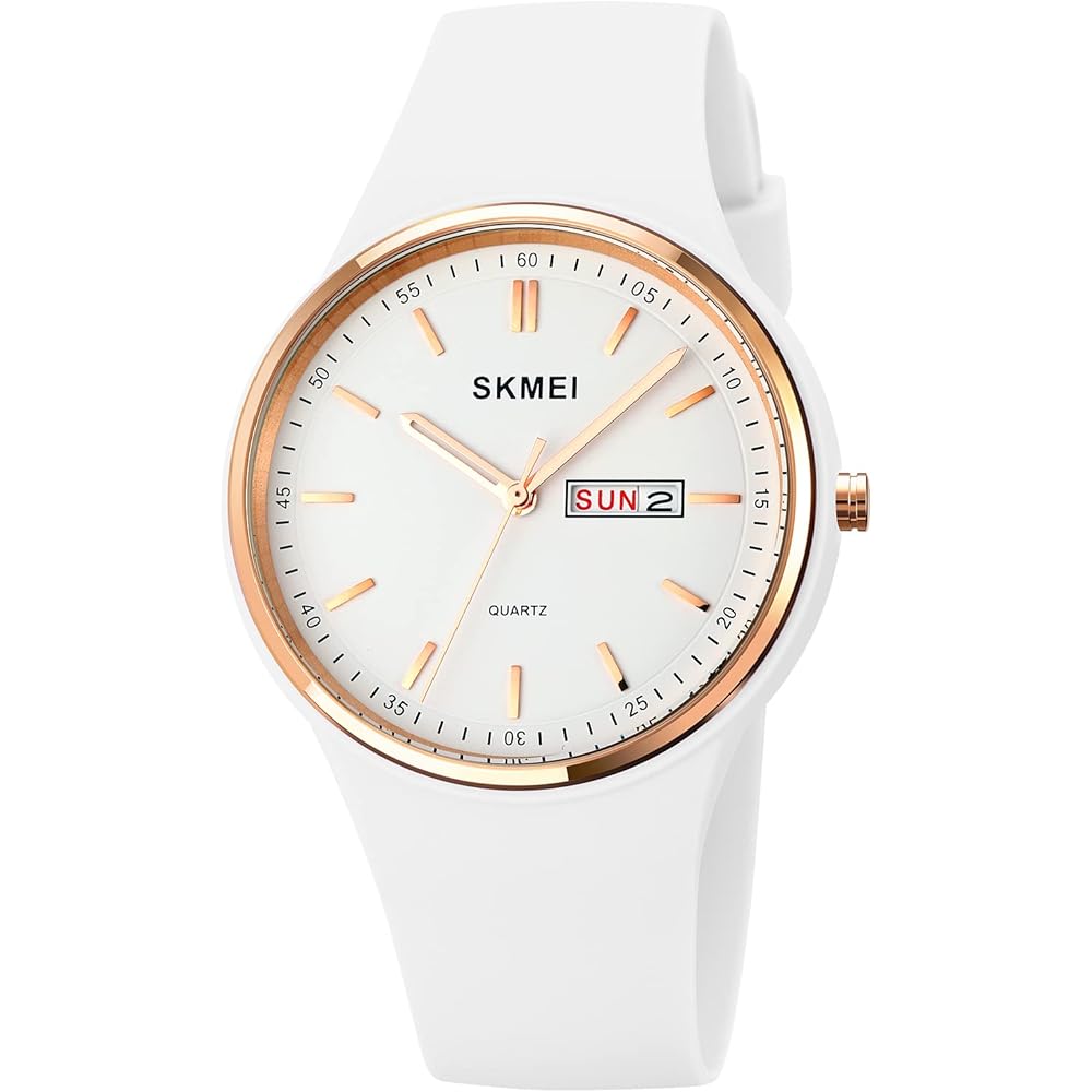 SKMEI Women s Analog Quartz Watch White Waterproof Silicone Casual Stylish Large Size