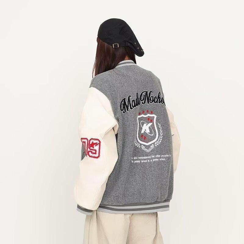 High Street Hip Hop Fashion Jacket INS Unisex Trendy Spring Autumn Vintage American Retro Baseball Jacket