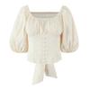 European and American style, new women's clothing forlove, the same bow bubble sleeve shirt has keel.