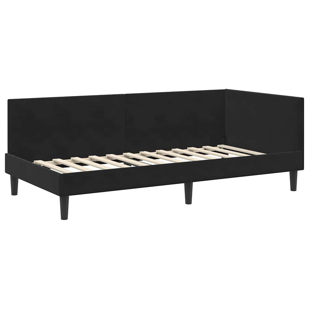 Corner Bed Frame with Headboard Black 80 cm x 200 cm Velvet
