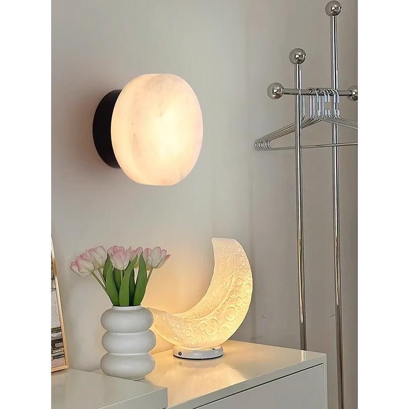 Minimalist Round Marble Wall Lamp for Bedroom, Hallway, or Balcony