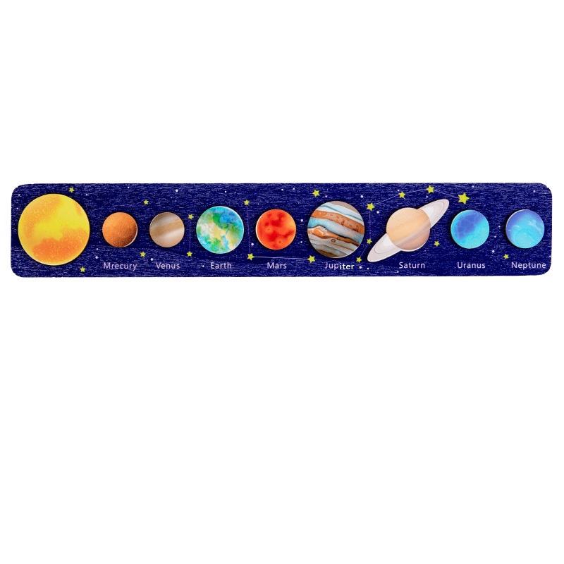 Wooden Space Planet Puzzles Montessori Toys For Kids Educational Jigsaw Tray For Science Learning