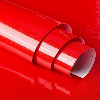 DIY PVC Pearl Film Waterproof Wallpaper Room Self-adhesive Red Glossy Wardrobe Kitchen High Gloss Paste Furniture Wall Stickers