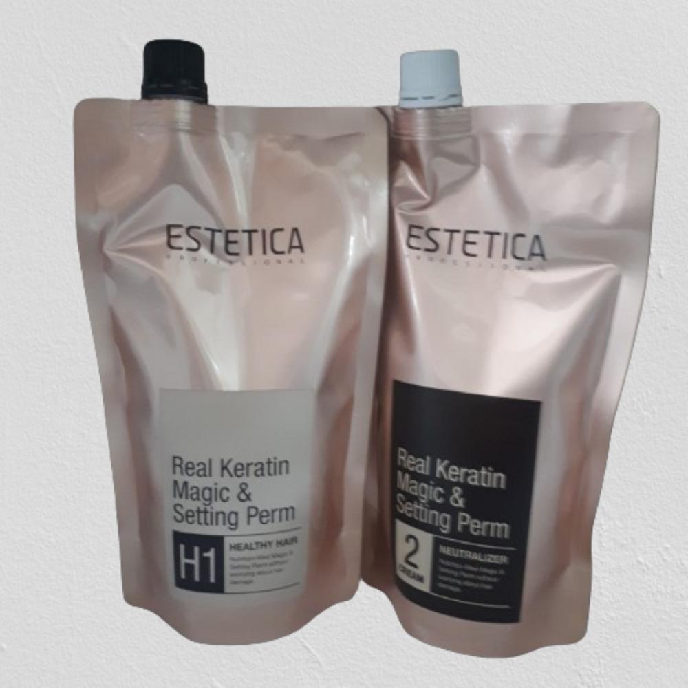Estetica Real Keratin Magic & Setting Perm Part 1 & Part 2 500ml 1 Pcs