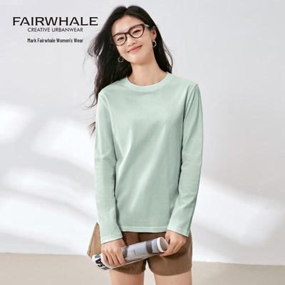 Damen 2025 Einfarbiges Baumwoll-T-Shirt mit Rundhalsausschnitt und langen Ärmeln