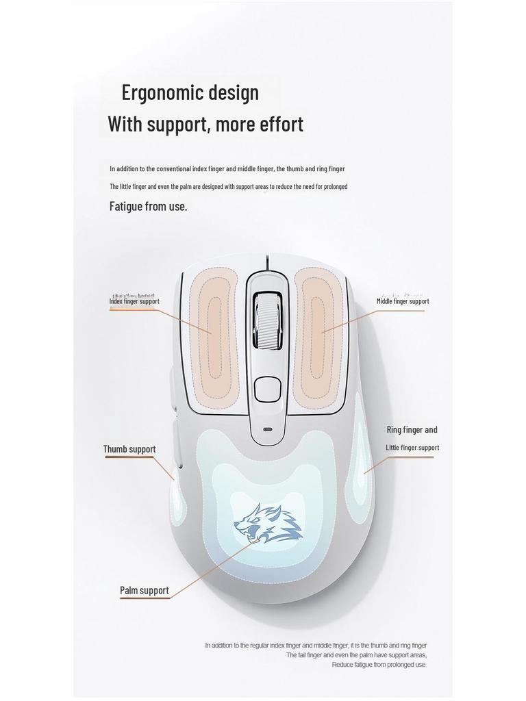 Wolf A3 Dual Mode Wireless Bluetooth Rechargeable Mouse for Office and Gaming