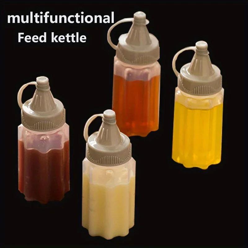 4Pcs/Set Mini Squeeze Bottles Ketchup Condiment Sauce Bottle Honey Mustard Salad Dressing Sauce Bento Container Kitchen Tool