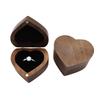 Ring Storage Box Heart-shaped Walnut Wood Jewelry Box Velvet-padded Ring Storage Case Smooth Polished Surface Wedding Proposal