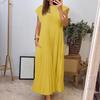 Women's Summer Sleeveless Midi Dress Pleated A Line Casual Crewneck Swing Dress Flowy Long Party Dress