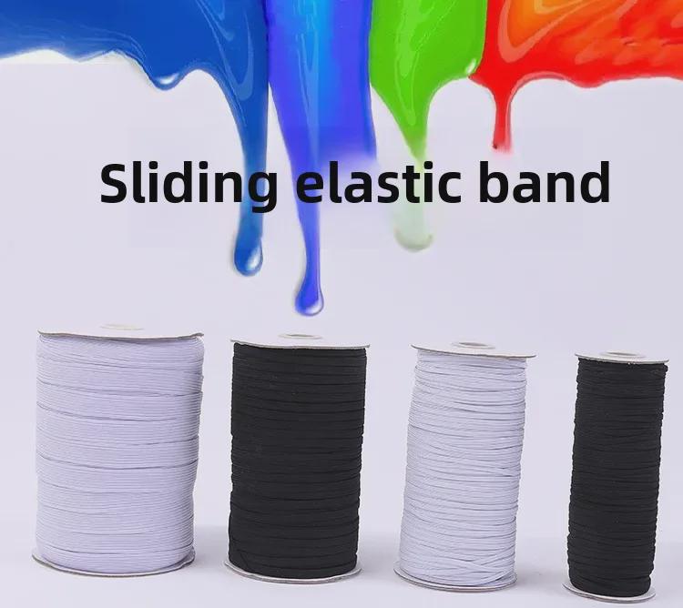 Bílý vysoce elastický koňský pás - 1 cm & Černá úzká elastická guma - 6 mm pro oděvní doplňky