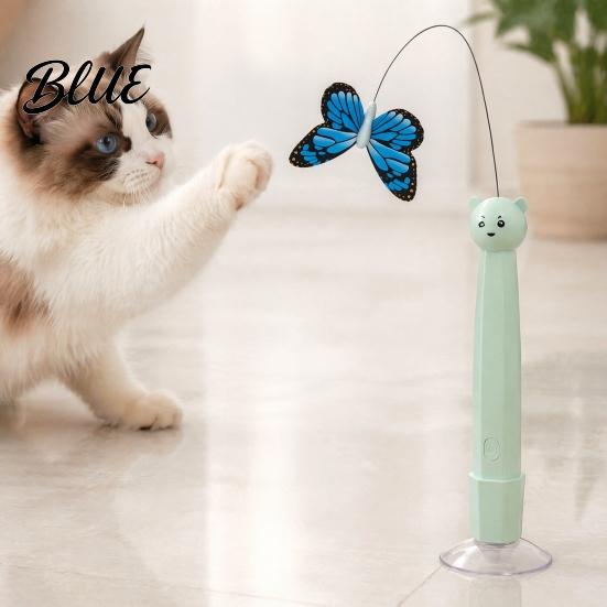 Juguetes Electrónicos Silenciosos para Mascotas Varita Mariposa Eléctrica para Gatos Recargable Juguete de Varita Interactiva Rotación 360 Auto-Juego Automático para Gatos con 2