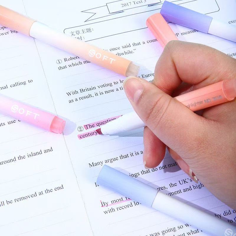 12 Colors Chisel Tip Markers Soft Gradient Light Colors Eye-Protection Markers for Art Drawing And School Supplies