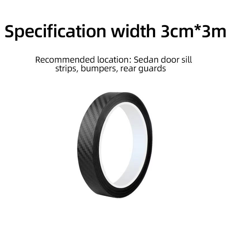 1Pc 3Meters Carbon Fiber Pattern Tape Car Door Bumper Edge Guards Protection Single-Sided Kitchen Strip Self-Adhesive 35710Cm