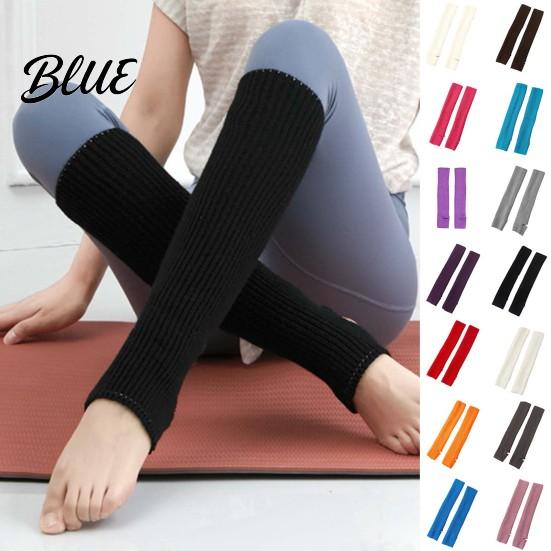 Women Knitted Leg Footless Blow Warm Warmers Pair Thickened Socks 1 Solid Color Knee