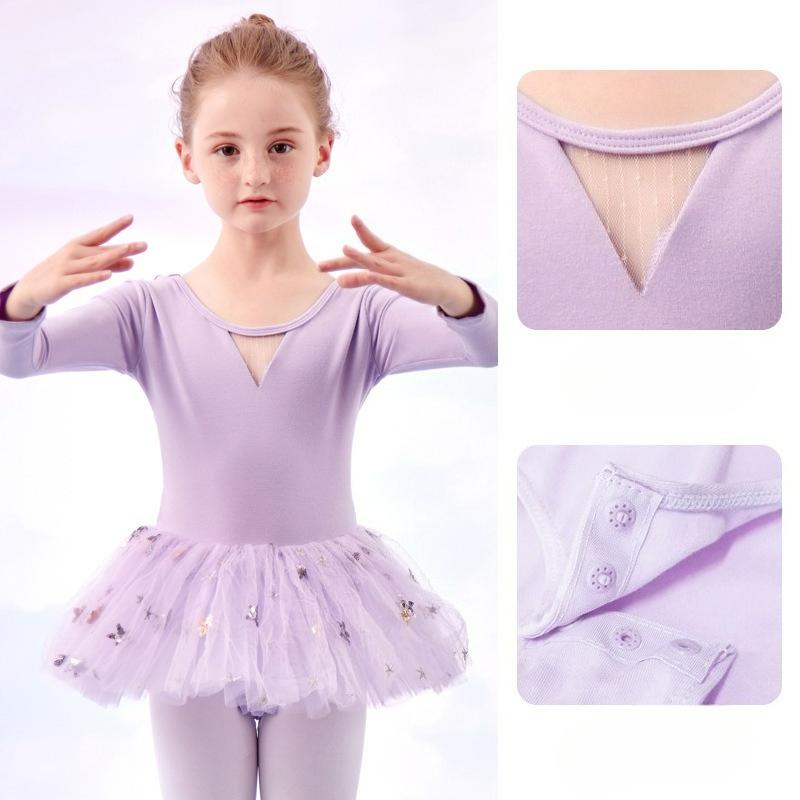 Children's Dance Clothes Girls Spring and Summer Short-sleeved Chinese Dance Clothes Practice Clothes Girls Dance Clothes Tutu Princess Dress