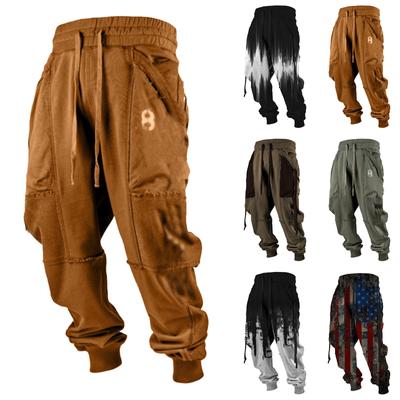 Men's Printed Casual Sports Pants Men's Fashion Lace-Up Fleece Sports Pants