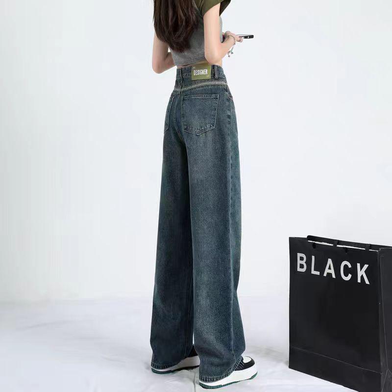 

Джинсы американского кроя прямого силуэта больших размеров: Женские брюки с высокой талией, облегающие, с широкими штанинами, длиной до пола, для осени/весны. 4XL