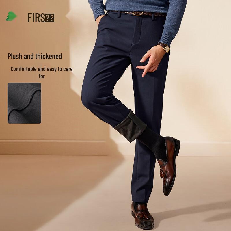 

Shanshan Men s Autumn/Winter Warm Flannel Straight Casual Pants 36