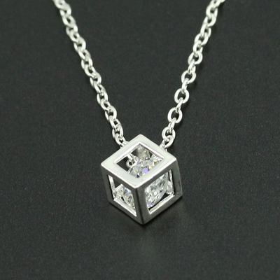 Three-dimensional Happiness Cube Necklace Fashion Box Chain Necklace Personalized Accessories ARI