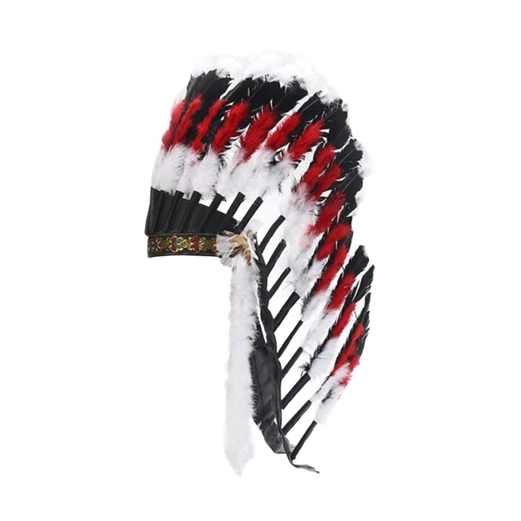 Artificial Feather Headdress Indian Headwear for Party Masquerade Show White Red