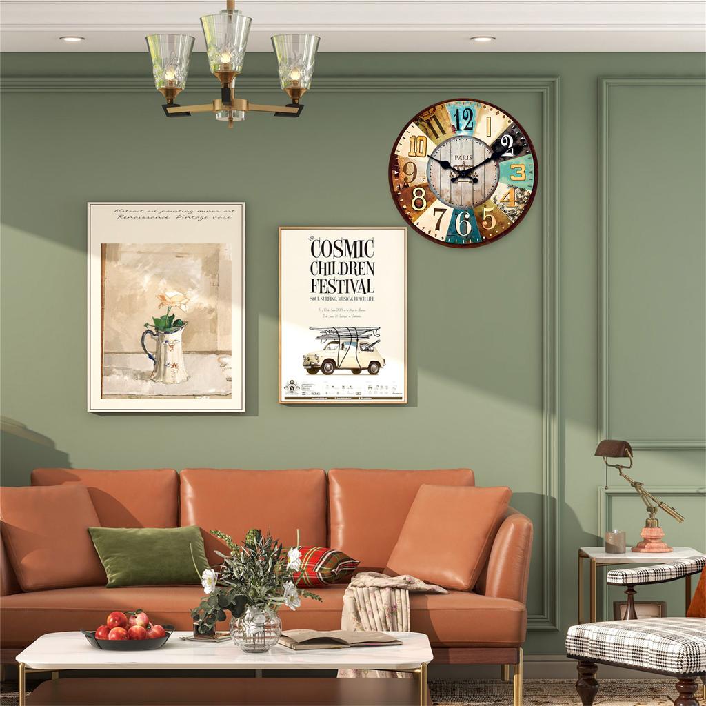 High-Quality Vintage High-Quality Mediterranean High-Quality Wooden High-Quality Wall High-Quality Clock High-Quality Living Interior Space