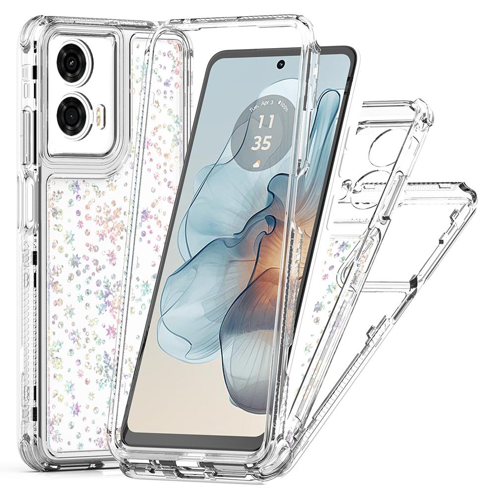 For Motorola Moto G24 Power Case Precise Cutouts Acrylic TPU Clear Phone Cover with Laser-printed Film