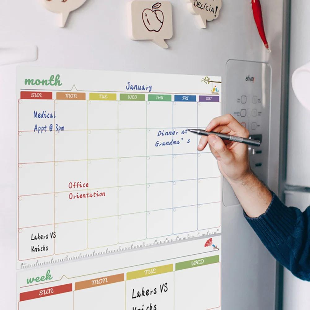 A3 Magnetic Weekly & Monthly Planner Whiteboard Fridge Magnet Flexible Daily Message Drawing Refrigerator Bulletin White Board
