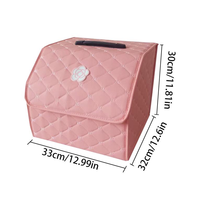 Pink Folding Car Trunk Organizer - Multifunctional Storage Box for Car Supplies
