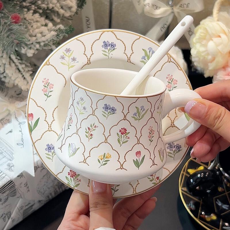 Beautiful Garden Ceramic Coffee Cup & Saucer Set