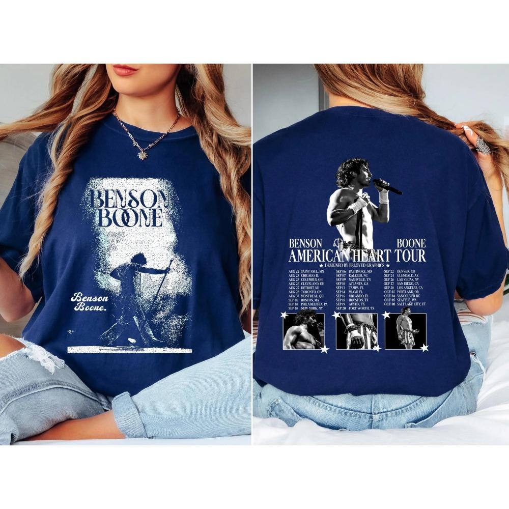 Benson Boone Merch Grafické Tričko s Potiskem Koncertní Turné Album Grafika Trendy Dámské Pánské Oversized Tričko Koncertní Dárek