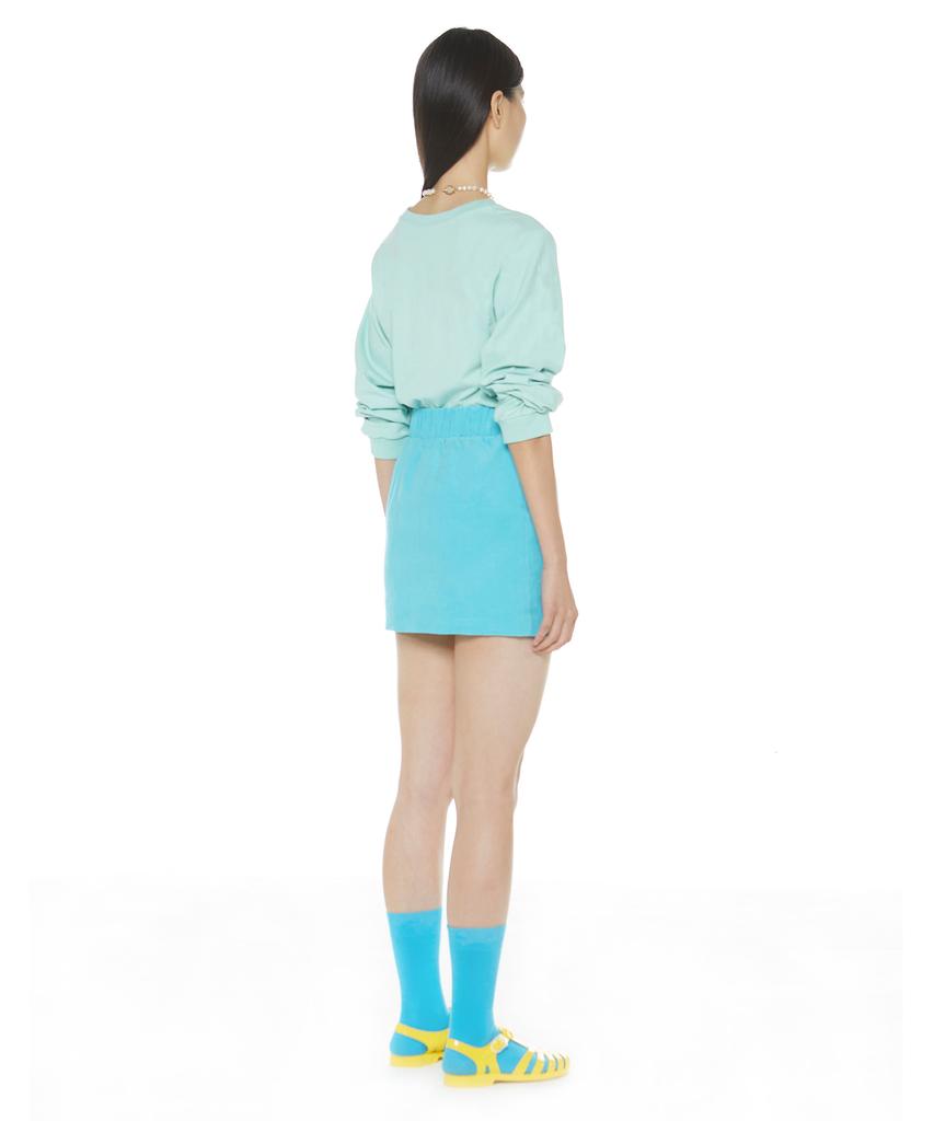 Suki Embroidered Logo Mini Corduroy Skirt (Blueberry)