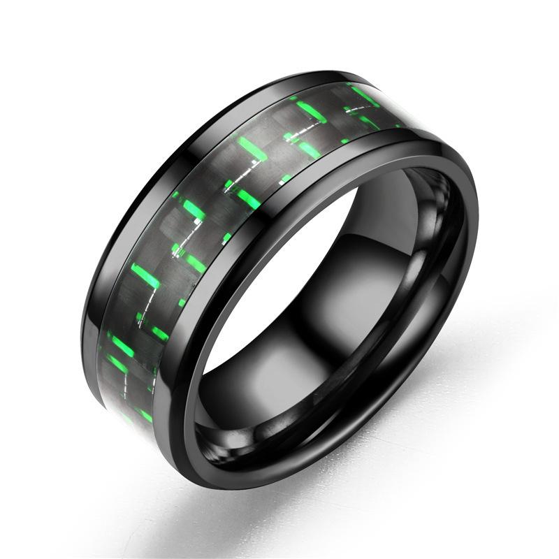 8mm Chamfered Carbon Fiber Ring Stylish Versatile Geometric Design Jewelry For Men And Women