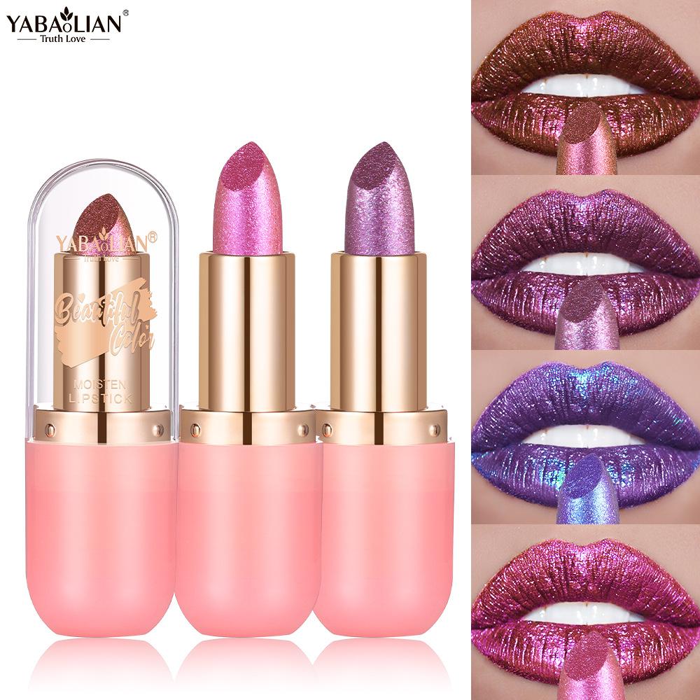 Metalická fialová chameleonská rtěnka Měnící barvu Matná třpytivá diamantová rtěnka Vodotěsný perleťový lesk na rty Sexy make-up