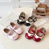 Girls' Mary Jane Bow Ballet Leather Shoes - 2026 Spring/Autumn Soft Sole Princess Moccasins