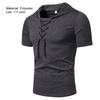 Men T-shirt Pure Color Lace-up Breathable Casual Summer Top for Daily Wear