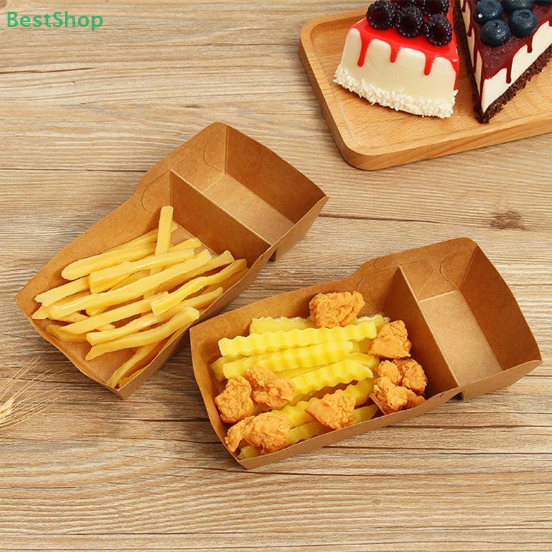 50 Stück Kraftpapier Zweifach-Gitter Lebensmittel-Tablett Einweg Servicekorb Für Snacks Pommes Tacos BBQ Party Geschirr Set