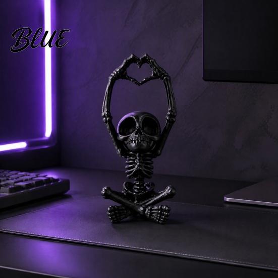 Romantic Skeleton Figurine Heart-Matching Skull Ornament 3D Printed Statue Gothic Creative Shelf Decorations Compact Size Sculpture for Home