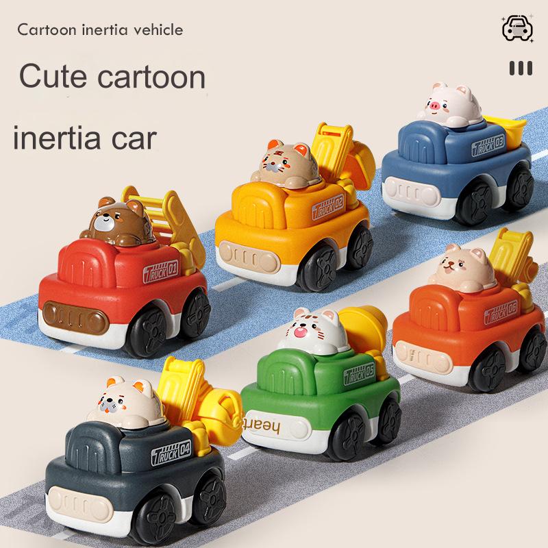 New Sugar Cartoon Animals Boys And Girls Inertial Engineering Car Toys For Children