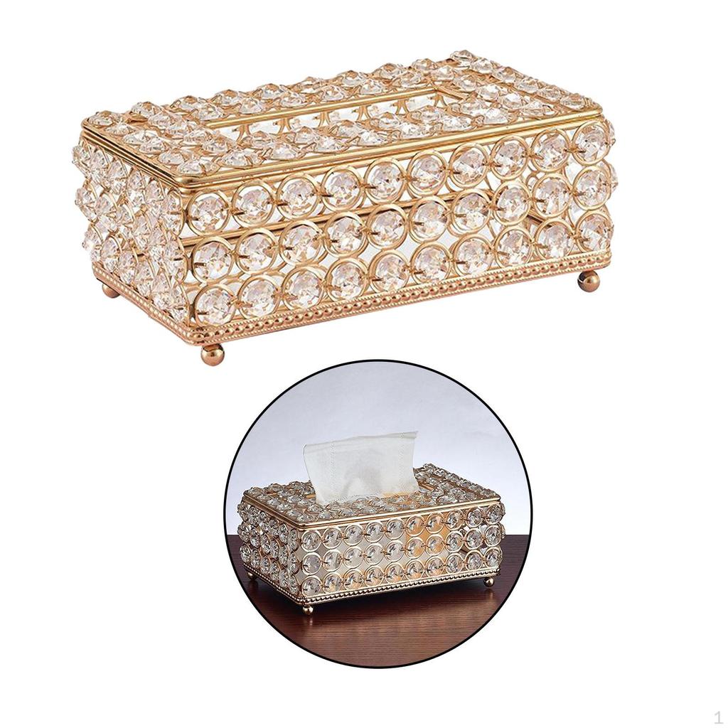 Bling Tissue Holder Box – Decorative Cover Dispenser Rectangular Glitter Diamond Crystal Bathroom