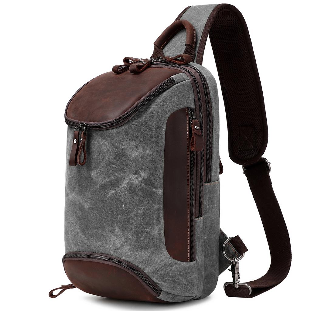 Vintage Canvas Zip Chest Bag Waterproof Men'S Crossbody Vintage Shoulder Bag Custom Men'S Unisex Crossbody Bag