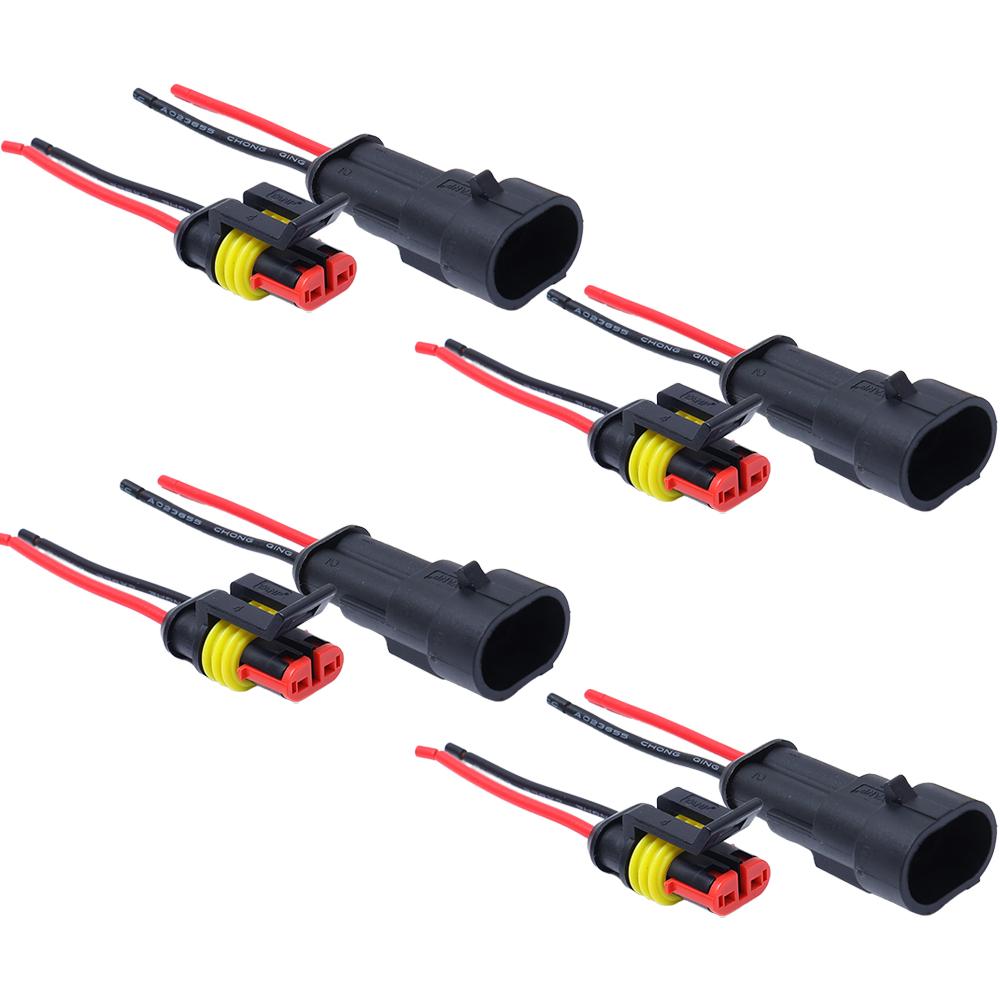 2P Car Waterproof Connector 2-pin Auto Motorcycle Scooter Marine Waterproof Male Female Electrical Connector Plugs with Wire