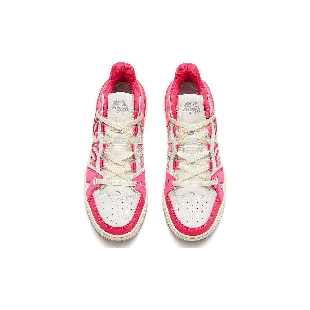 Anta Flame 4.0 Slip Resistant Abrasion Resistant Low top Skateboard Shoes Women's White Red 122328090-3