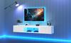 Mobile da Parete Bianco Lucido 160*31*22cm per TV da 70 Pollici, Capacità di Carico 30kg, con Illuminazione LED, Controllo App Bluetooth, Supporto TV da Parete